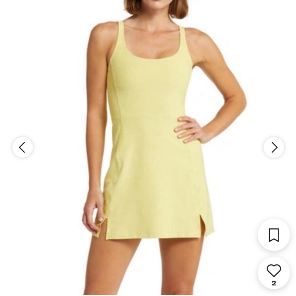 Outdoor Voices Mellow Double Time Dress in Pale Yellow